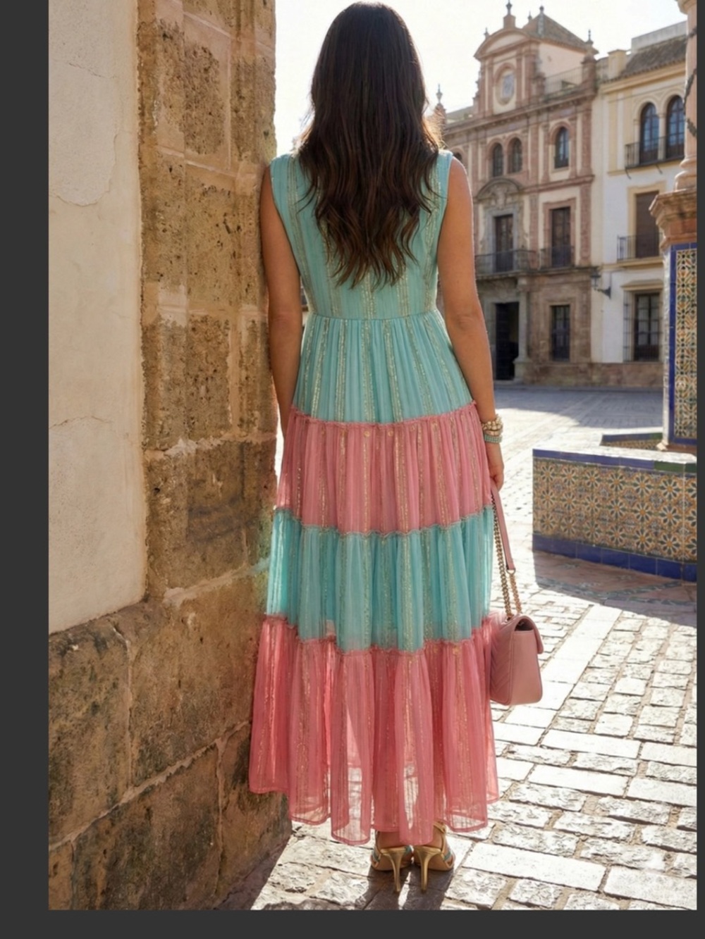 Boho Hand Embroidered Tiered Maxi Dress in Magenta - Picture 3 of 8